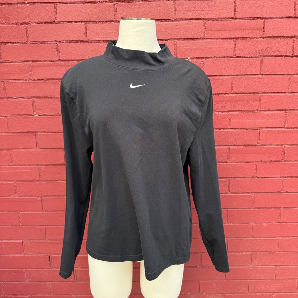 Nike Mock Neck Fitted Shirt Womens Size 2X Center Swoosh‎ Logo Plus Size Fitted